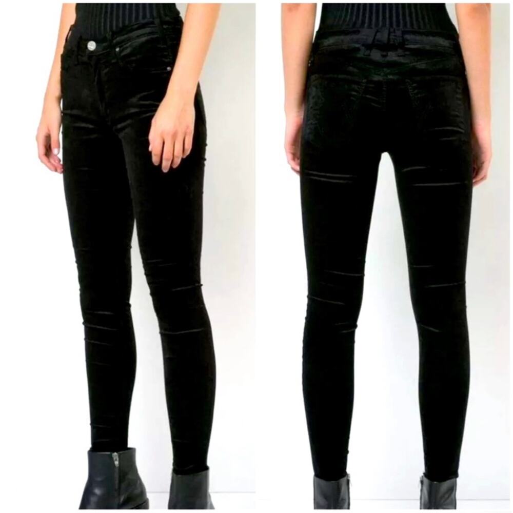 McGuire Pants Womens 27 Black Velvet Skinny Classic Neutral Holiday Stretch